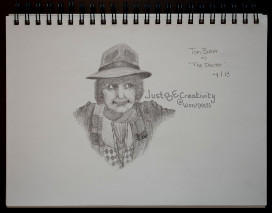 Tom Baker as The Doctor. Graphite on Paper. April 1, 2013.