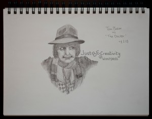Tom Baker as The Doctor. Graphite on Paper. April 1, 2013.