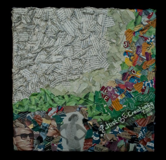 Green Screen. Newspaper scraps and Mod Podge on a stretched canvas. July / August 2013. 