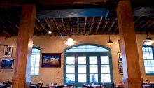 Mulate's in New Orleans. We are frogs legs, aligator sausage, and chased it down with some local, cold beer. Panorama image.
