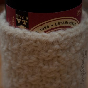 Shed Mountain Ale in a Hand-made Knitted Cozy.